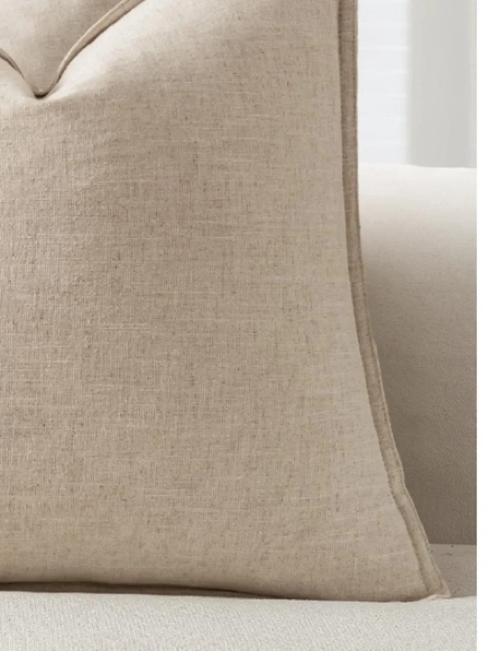 Decorative Linen Throw Pillow Covers SQUARE 22x22” (2-pack) BEIGE
